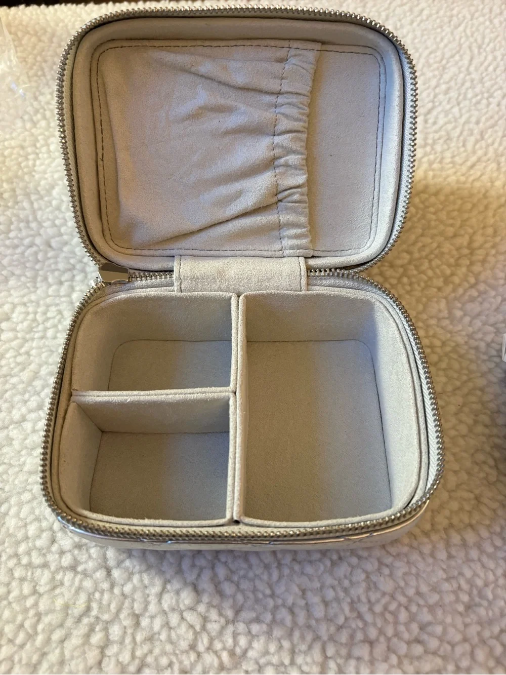 MZ Wallace Quilted Metallic Silver  Jewelry Box